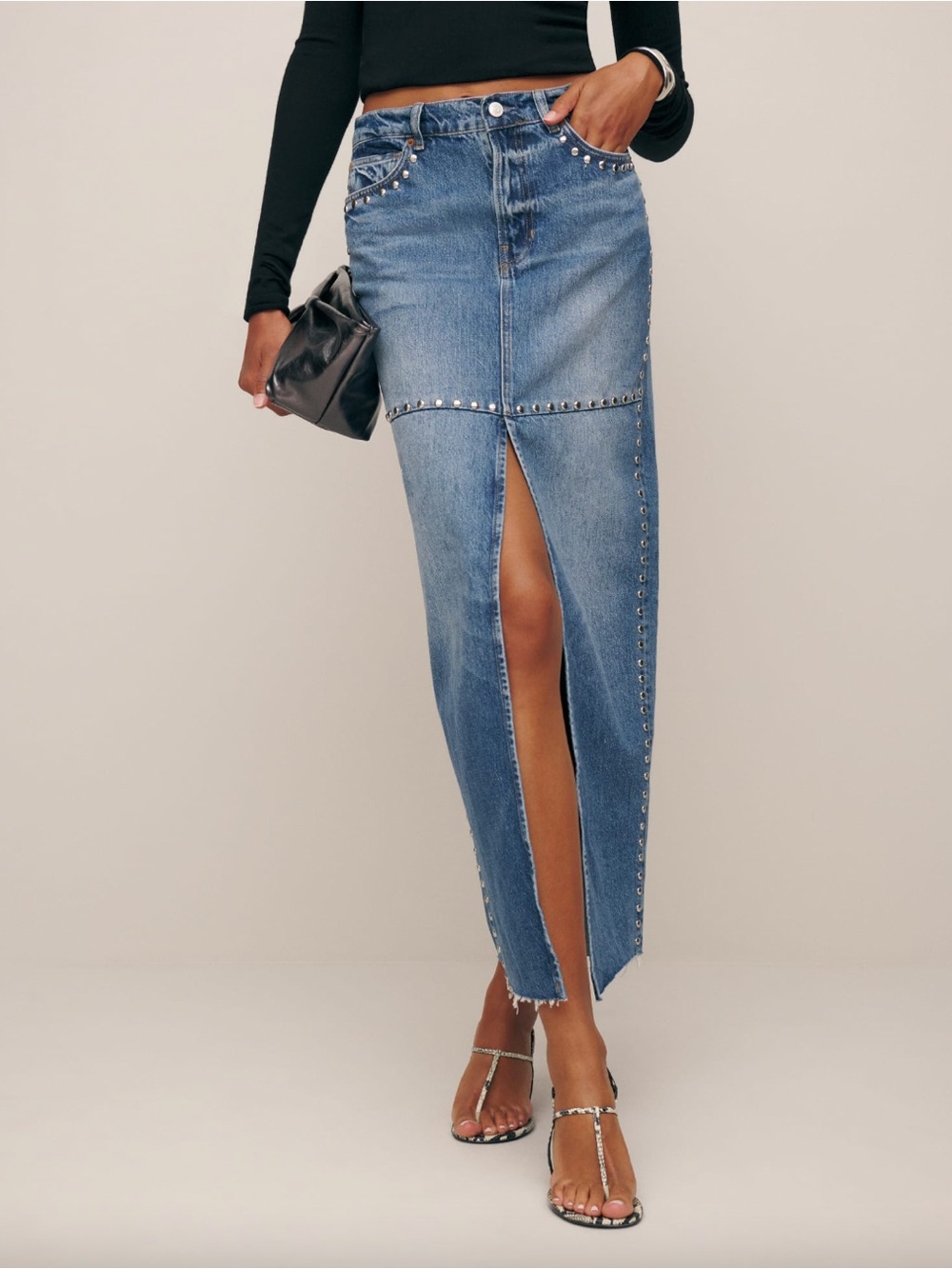 Reformation Tazz Maxi Denim Skirt